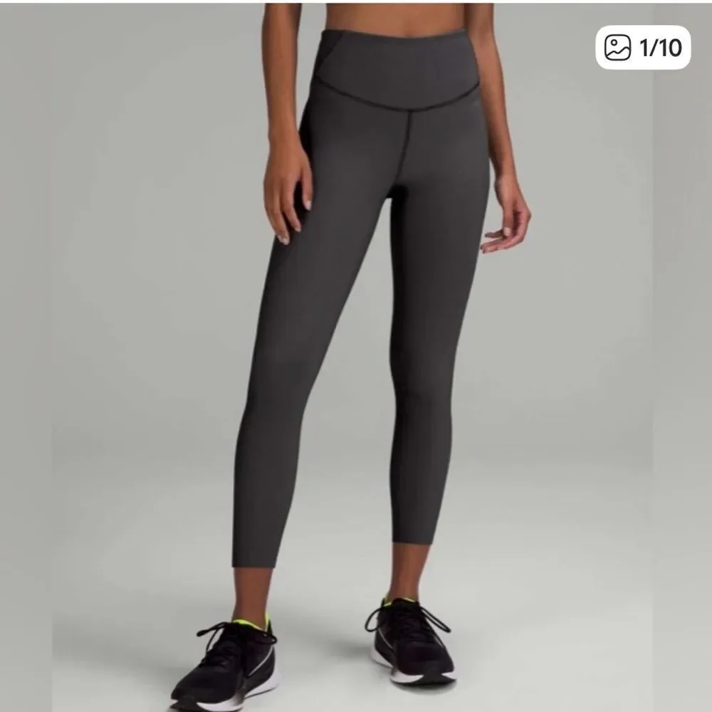 Lululemon Base Pace High Rise Tight Legging Two Toned Ribbed Black Womens 8